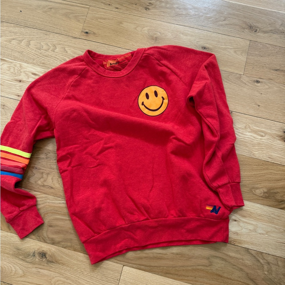 Aviator Nation Red Smiley Sweatshirt